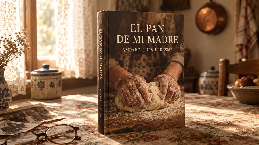 Cubierta y maqueta de un libro de memorias familiares